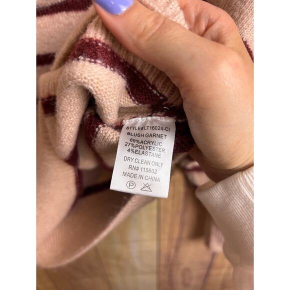 Lush  Striped Quarter Zip Striped Knit Sweater - Picture 5 of 7